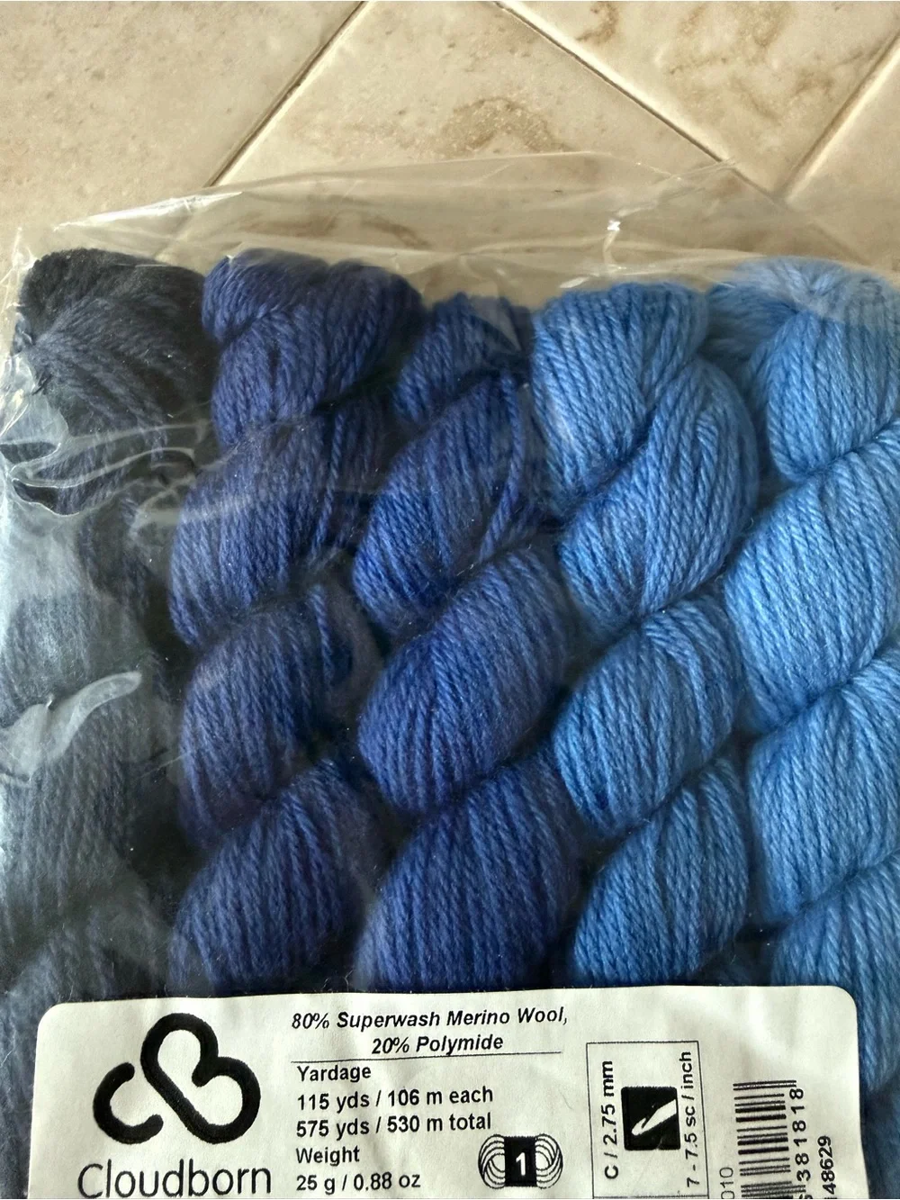Cloudborn Fibers Pinyon Jay Merino Sock Twist Mini Set - Blue Gradient